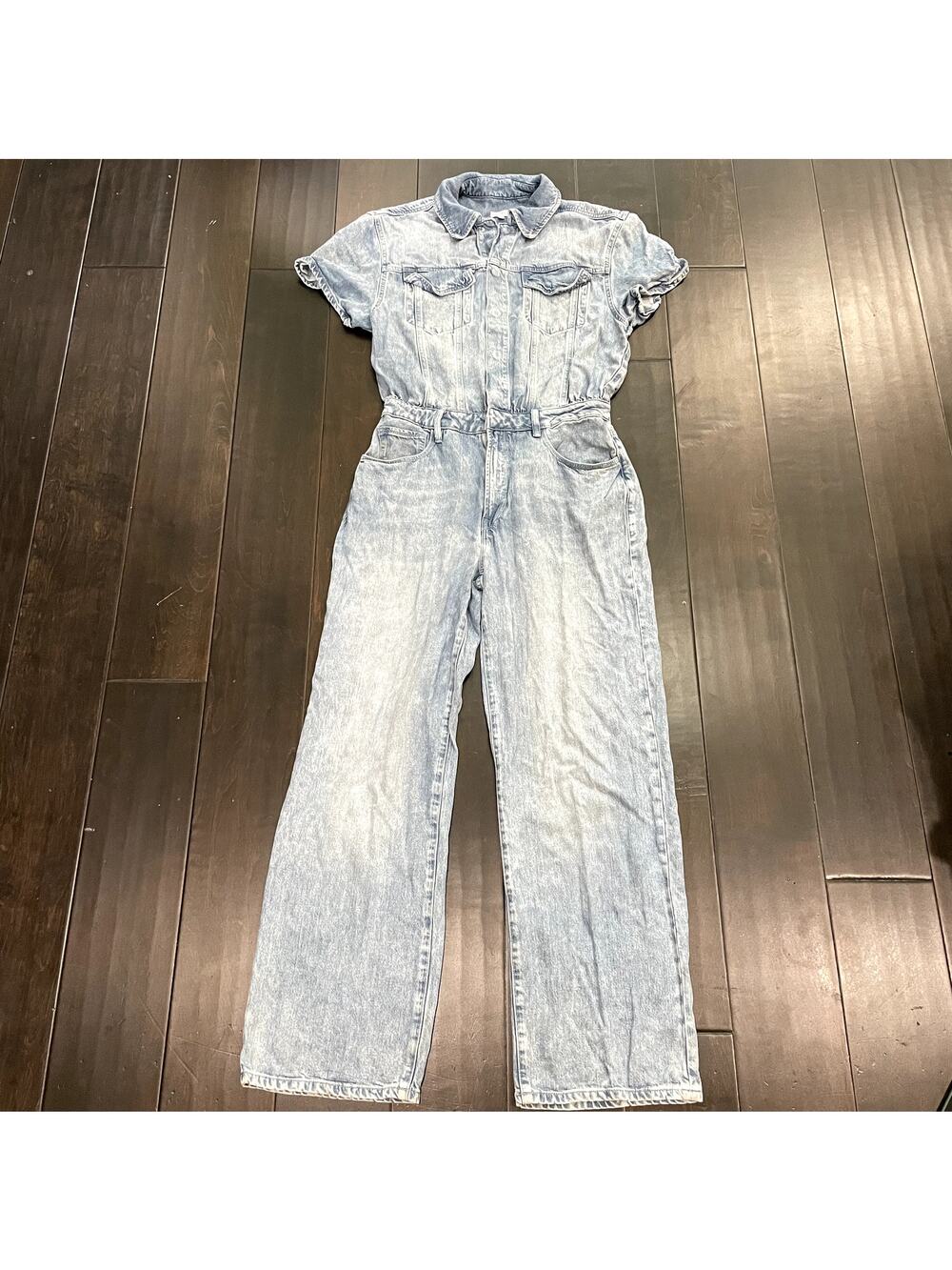 Good American Denim Jumpsuit Short Sleeve Blue Women's Size 3 Large